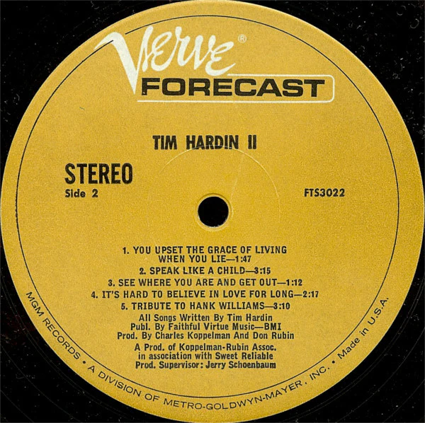 Tim Hardin - Tim Hardin 2 (LP, Album) (Good Plus (G+)) - Image 4