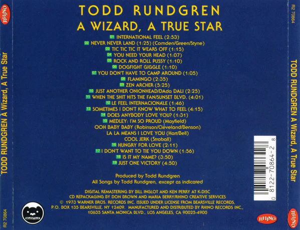 Todd Rundgren - A Wizard, A True Star (CD, Album, RE, RM, RP, Oly) (Near Mint (NM or M-)) - Image 2