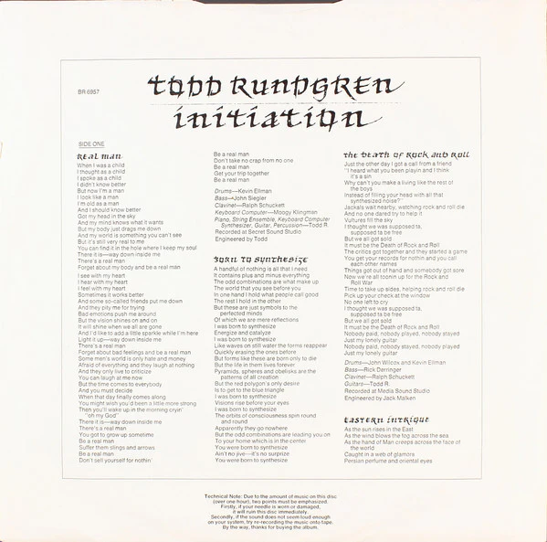 Todd Rundgren - Initiation (LP, Album, Pit) (Near Mint (NM or M-)) - Image 5