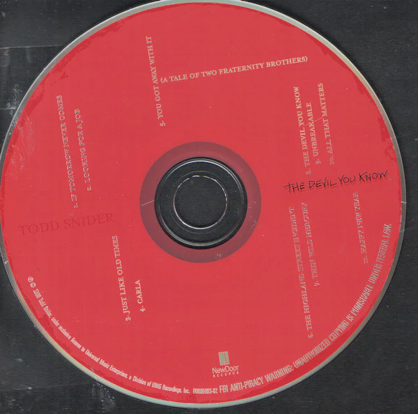 Todd Snider - The Devil You Know (CD, Album) (Very Good Plus (VG+)) - Image 3