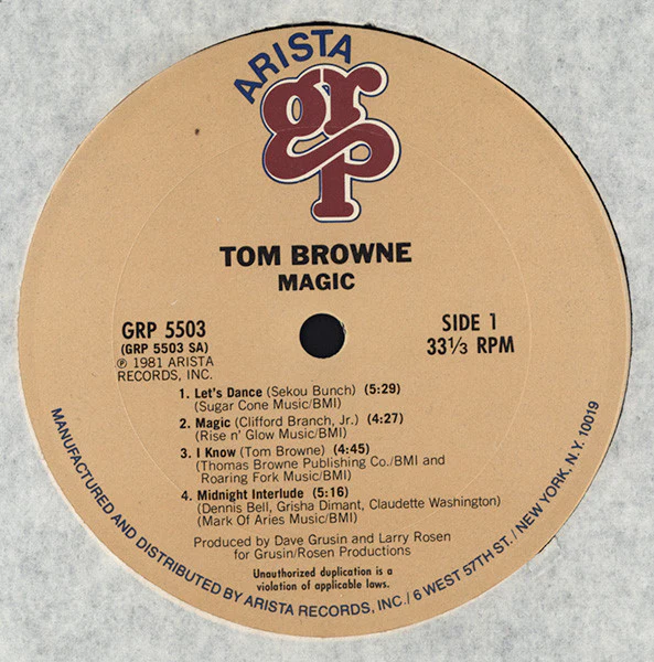 Tom Browne - Magic (LP, Album, Pit) (Very Good (VG)) - Image 3