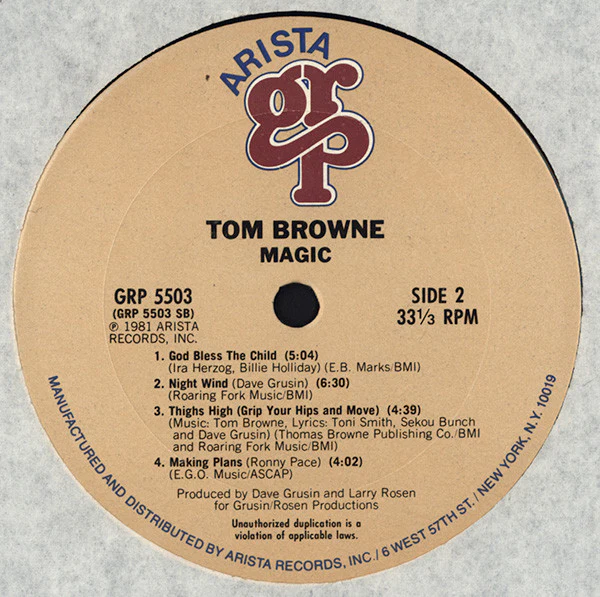 Tom Browne - Magic (LP, Album, Pit) (Very Good (VG)) - Image 4