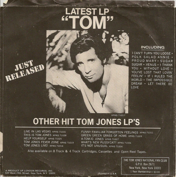 Tom Jones - Daughter Of Darkness (7", Single) (Very Good Plus (VG+)) - Image 2