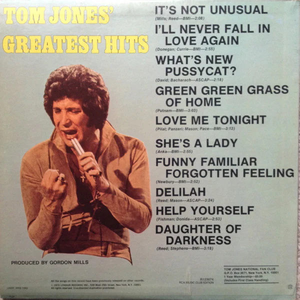 Tom Jones - Tom Jones' Greatest Hits (LP, Comp, Club, RCA) (Near Mint (NM or M-)) - Image 2