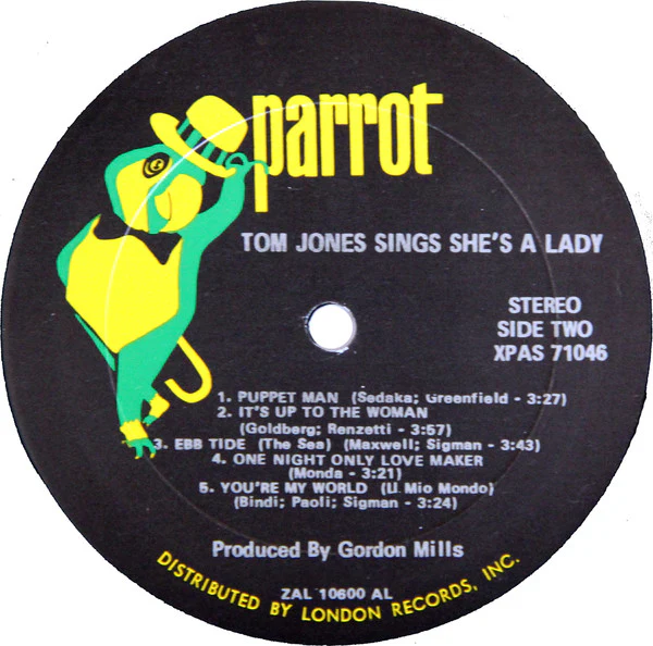Tom Jones - Tom Jones Sings She's A Lady (LP, Album, AL ) (Very Good (VG)) - Image 4