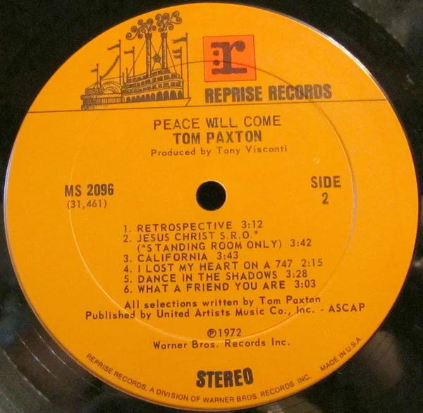 Tom Paxton - Peace Will Come (LP, Album, Ter) (Very Good Plus (VG+)) - Image 4