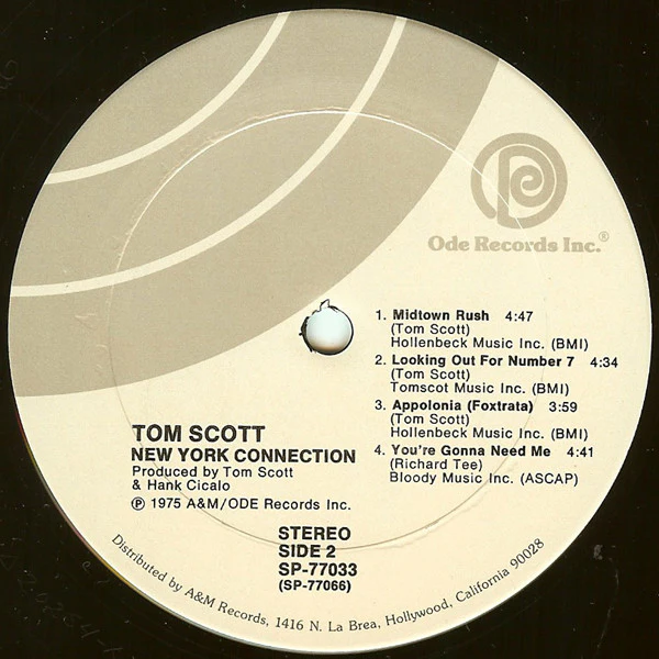 Tom Scott - New York Connection (LP, Album) (Very Good Plus (VG+)) - Image 4