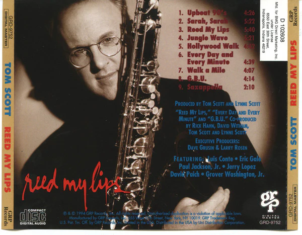 Tom Scott - Reed My Lips (CD, Album, Club) (Near Mint (NM or M-)) - Image 2