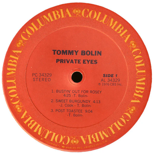 Tommy Bolin - Private Eyes (LP, Album, RE) (Very Good Plus (VG+)) - Image 3