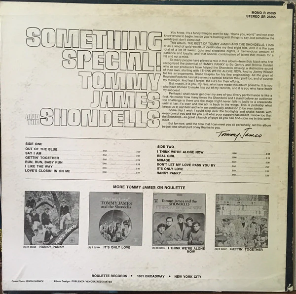 Tommy James & The Shondells - Something Special! The Best Of Tommy James And The Shondells (LP, Comp) (Very Good Plus (VG+)) - Image 2
