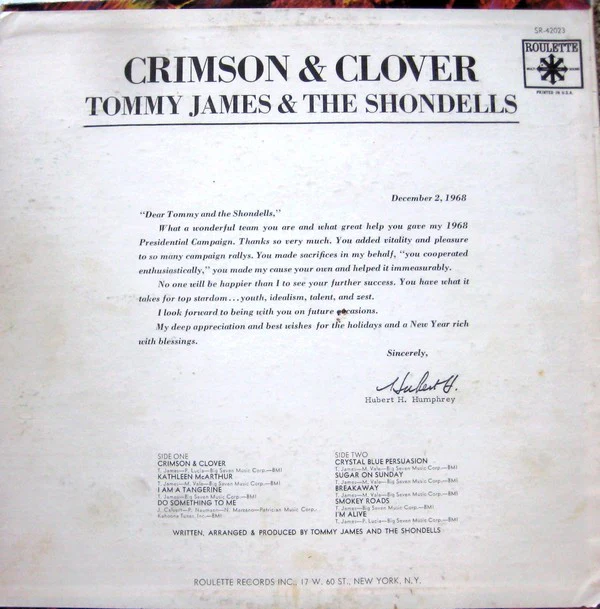 Tommy James & The Shondells - Crimson & Clover (LP, Album, Abb) (Good Plus (G+)) - Image 2