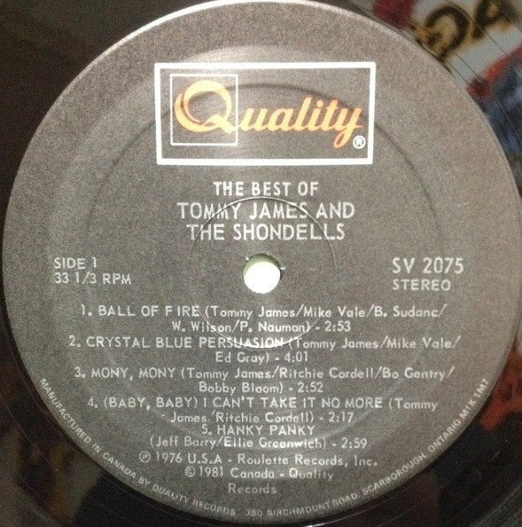 Tommy James & The Shondells - Greatest Hits (LP, Comp, RE) (Near Mint (NM or M-)) - Image 3