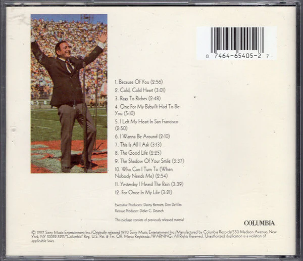 Tony Bennett - Sings His All-Time Hall Of Fame Hits (CD, Comp, Mono, RE, RM) (Very Good Plus (VG+)) - Image 2