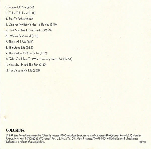 Tony Bennett - Sings His All-Time Hall Of Fame Hits (CD, Comp, Mono, RE, RM) (Very Good Plus (VG+)) - Image 5