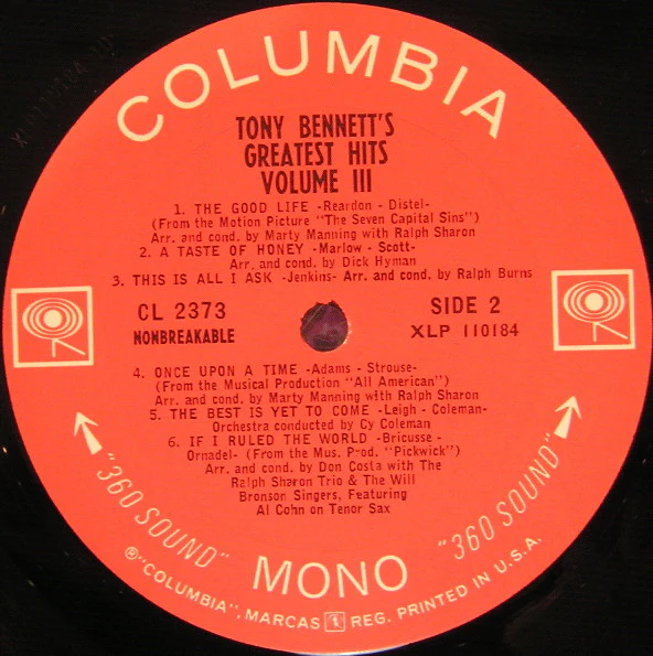 Tony Bennett - Tony's Greatest Hits, Volume III (LP, Comp, Mono, Ter) (Near Mint (NM or M-)) - Image 4