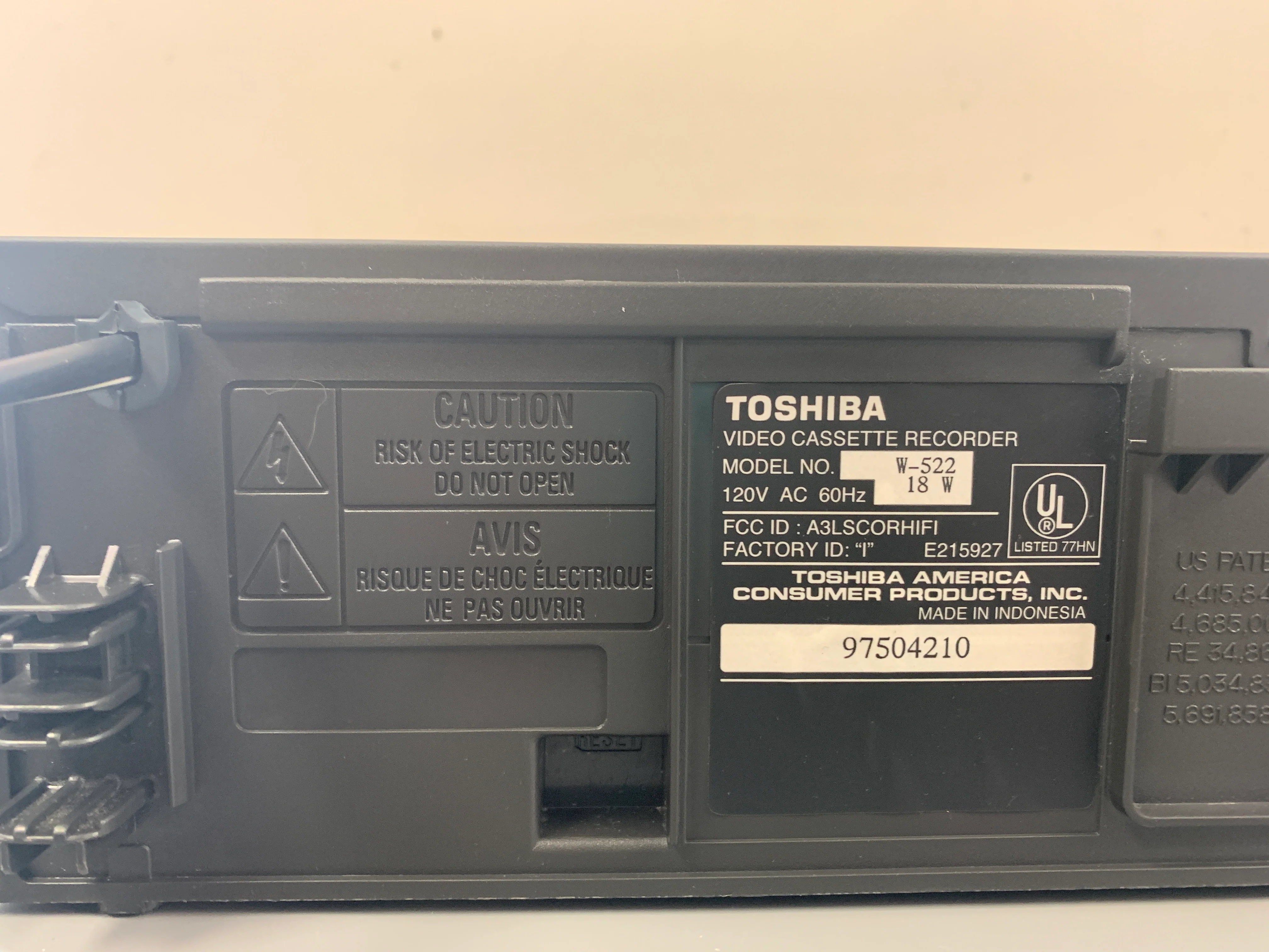 Toshiba 4 Head Hi-Fi VCR W-522 - Image 8