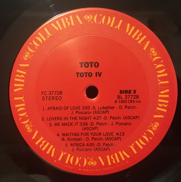 Toto - Toto IV (LP, Album, Pit) (Very Good Plus (VG+)) - Image 4