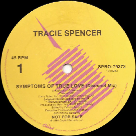 Tracie Spencer - Symptoms Of True Love (Disconet Mix) (12", Promo) (Very Good Plus (VG+))