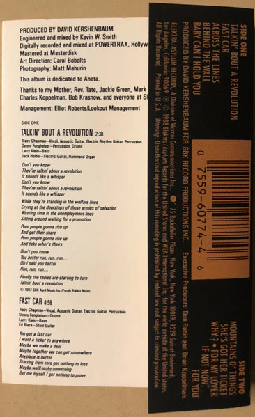 Tracy Chapman - Tracy Chapman (Cass, Album, Club, BMG) (Very Good Plus (VG+)) - Image 2