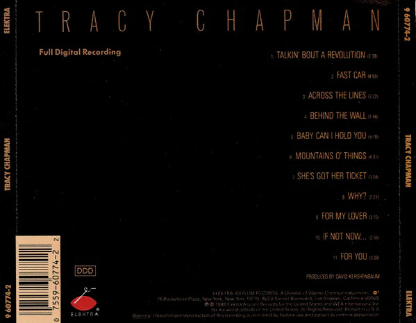 Tracy Chapman - Tracy Chapman (CD, Album) (Very Good Plus (VG+)) - Image 2