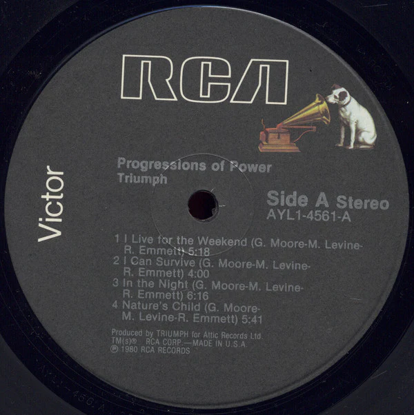 Triumph - Progressions Of Power (LP, Album, RE, Ind) (Good Plus (G+)) - Image 3