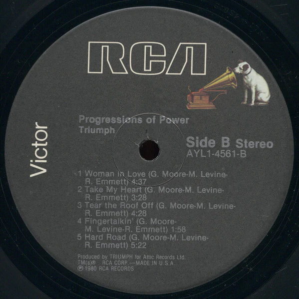 Triumph - Progressions Of Power (LP, Album, RE, Ind) (Good Plus (G+)) - Image 4