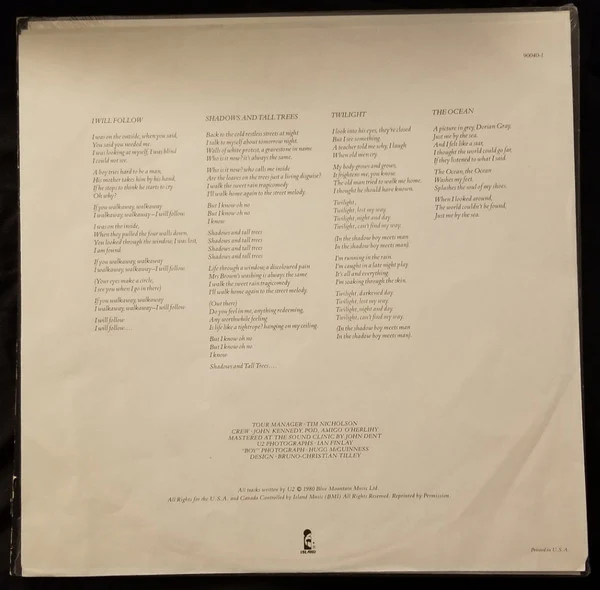 U2 - Boy (LP, Album, RE, SRC) (Very Good Plus (VG+)) - Image 3