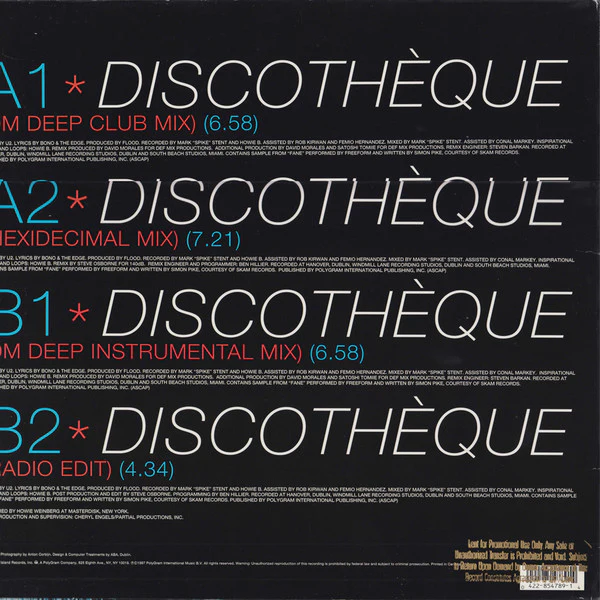 U2 - Discothèque (12", Single) (Near Mint (NM or M-)) - Image 5