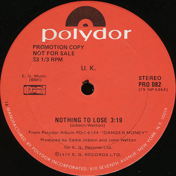 UK - Nothing To Lose (12", Promo) (Very Good Plus (VG+))