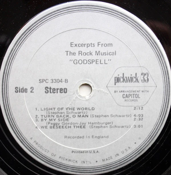 Unknown Artist - Excerpts From The Rock Musical "Godspell" (LP, Comp) (Very Good Plus (VG+)) - Image 4