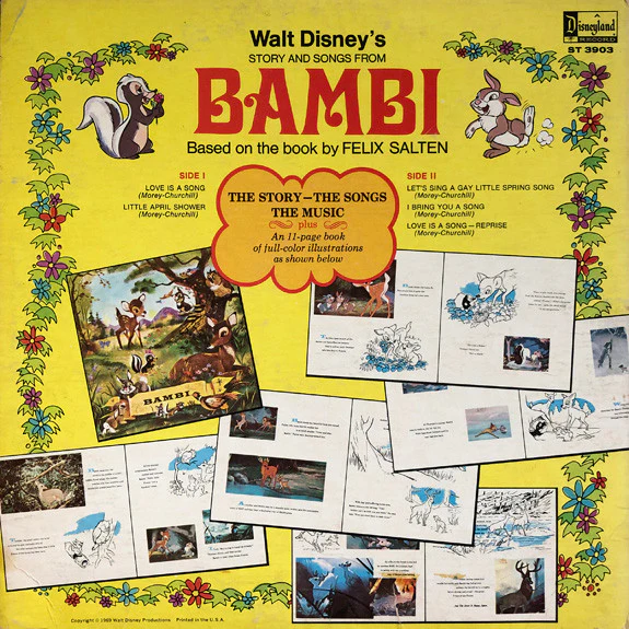Unknown Artist - Walt Disney's Story And Songs From Bambi (LP) (Very Good Plus (VG+)) - Image 3