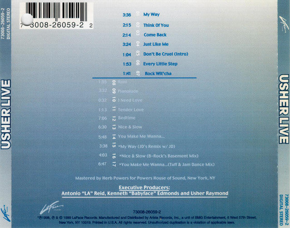 Usher - Live (CD, Album) (Very Good Plus (VG+)) - Image 2