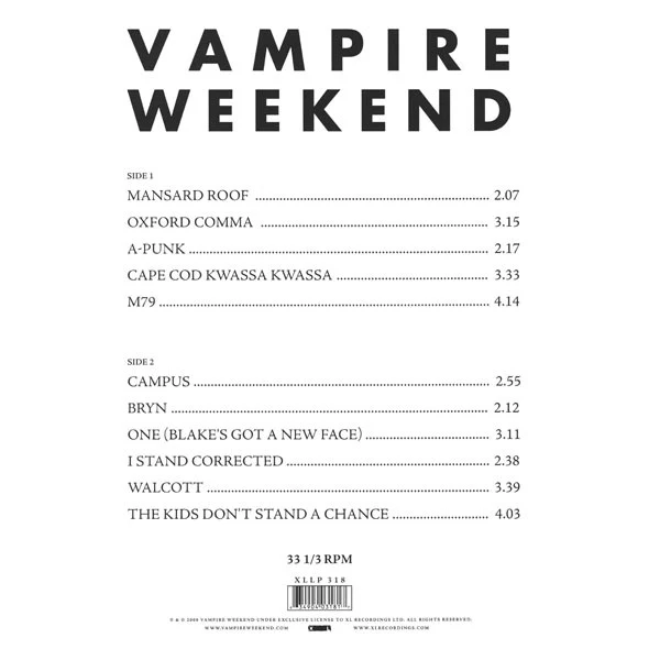 Vampire Weekend - Vampire Weekend (LP, Album) (Near Mint (NM or M-)) - Image 2