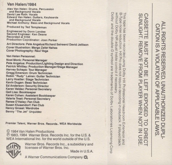Van Halen - 1984 (Cass, Album, Club, Dol) (Very Good Plus (VG+)) - Image 5