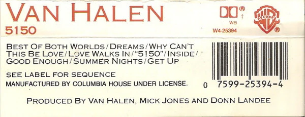 Van Halen - 5150 (Cass, Album, Club) (Very Good Plus (VG+)) - Image 2