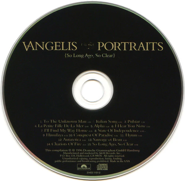 Vangelis - Portraits {So Long Ago, So Clear} (CD, Comp, RE, UML) (Near Mint (NM or M-)) - Image 3