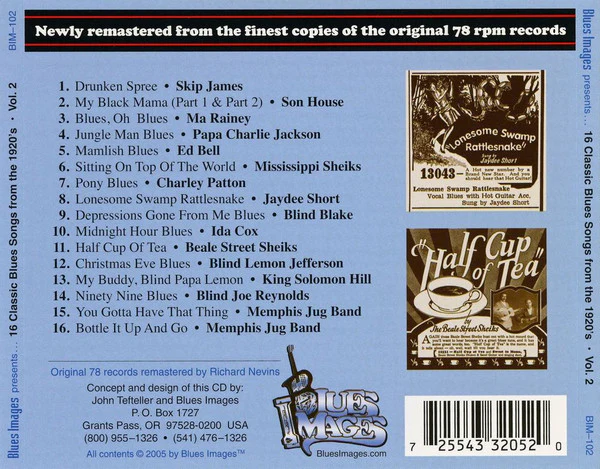 Various - 16 Classic Blues Songs From The 1920's: Vol. 2 (CD, Comp, RM) (Near Mint (NM or M-)) - Image 5