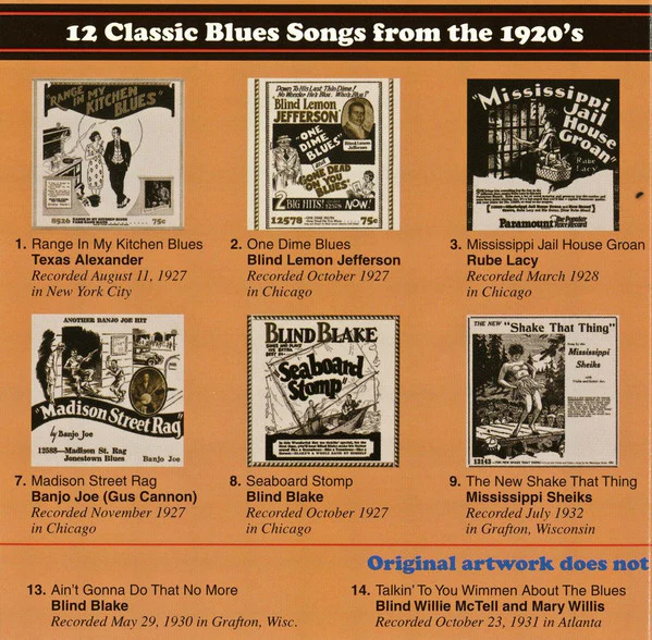 Various - 16 Classic Blues Songs From The 1920's: Vol. 5 (CD, Comp, RM) (Near Mint (NM or M-)) - Image 2