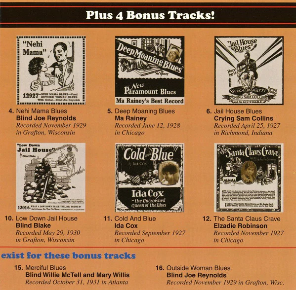 Various - 16 Classic Blues Songs From The 1920's: Vol. 5 (CD, Comp, RM) (Near Mint (NM or M-)) - Image 3