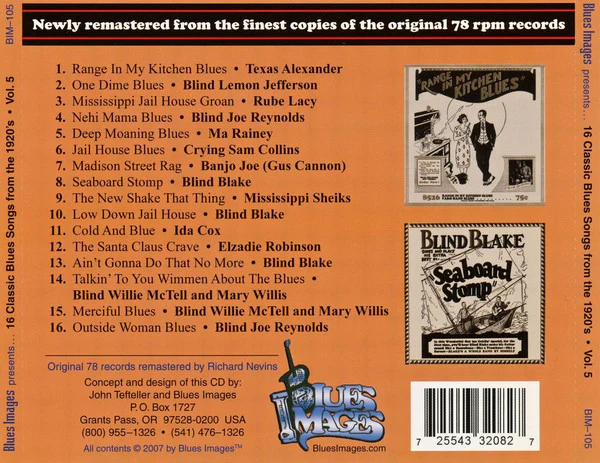 Various - 16 Classic Blues Songs From The 1920's: Vol. 5 (CD, Comp, RM) (Near Mint (NM or M-)) - Image 5