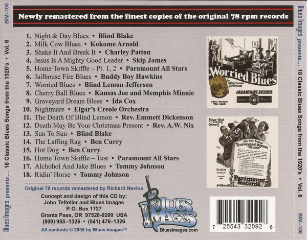 Various - 18 Classic Blues Songs From The 1920's: Vol. 6 (CD, Comp, RM) (Near Mint (NM or M-)) - Image 2