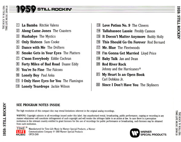 Various - 1959 Still Rockin' (CD, Comp, RM) (Near Mint (NM or M-)) - Image 2