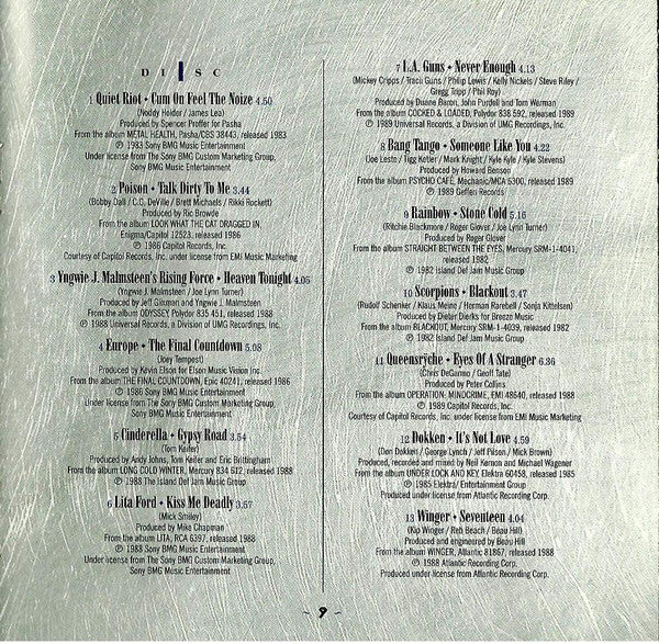 Various - '80s Metal Gold (2xCD, Comp) (Near Mint (NM or M-)) - Image 5