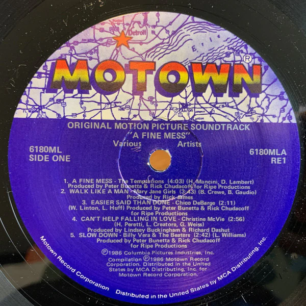 Various - A Fine Mess (Original Motion Picture Soundtrack) (LP, Album, Comp, SRP) (Very Good Plus (VG+)) - Image 3