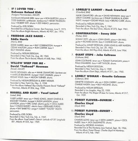 Various - Atlantic Jazz Saxophones (CD, Comp) (Near Mint (NM or M-)) - Image 5