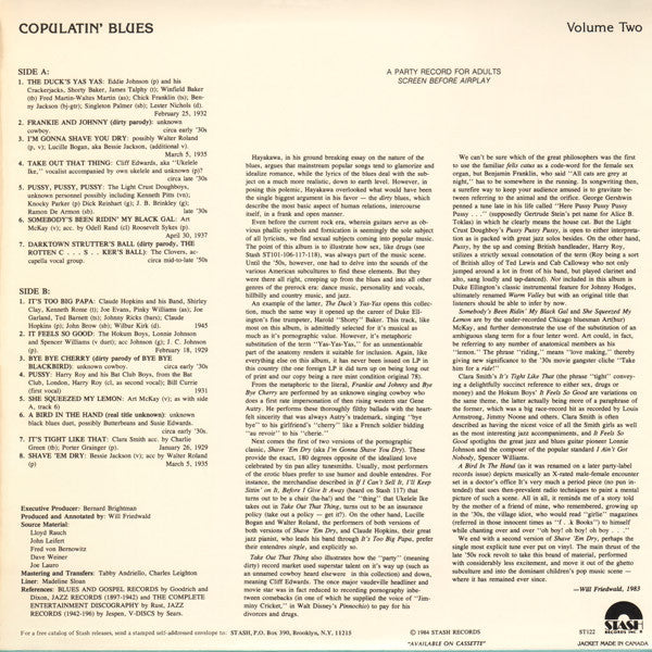 Various - Copulatin' Blues Volume Two (LP, Comp, Mono) (Near Mint (NM or M-)) - Image 2