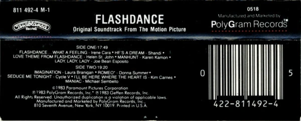 Various - Flashdance (Original Soundtrack From The Motion Picture) (Cass, Album, 72,) (Very Good Plus (VG+)) - Image 3