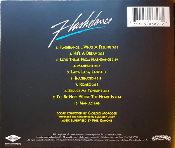 Various - Flashdance (Original Soundtrack From The Motion Picture) (CD, Album, RE, RM, UML) (Very Good Plus (VG+)) - Image 4