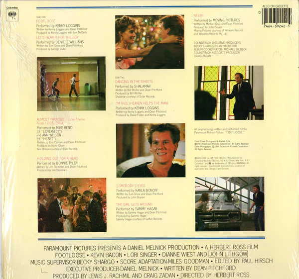 Various - Footloose (Original Motion Picture Soundtrack) (LP, Comp, Car) (Near Mint (NM or M-)) - Image 2
