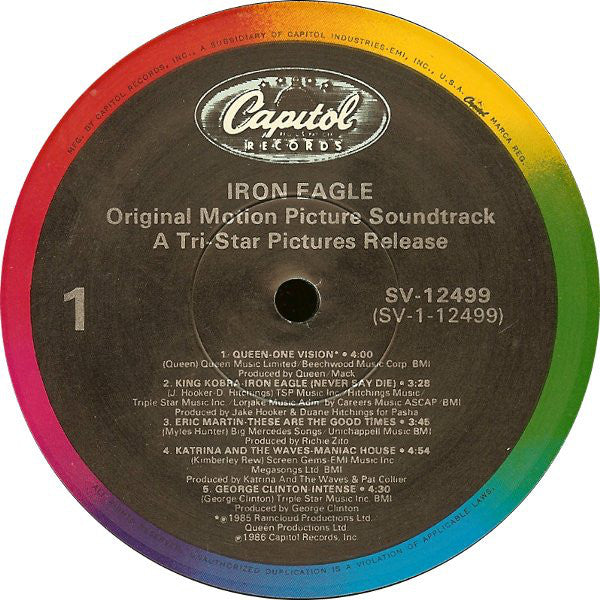 Various - Iron Eagle (Original Motion Picture Soundtrack) (LP, Album, Comp) (Very Good Plus (VG+)) - Image 3